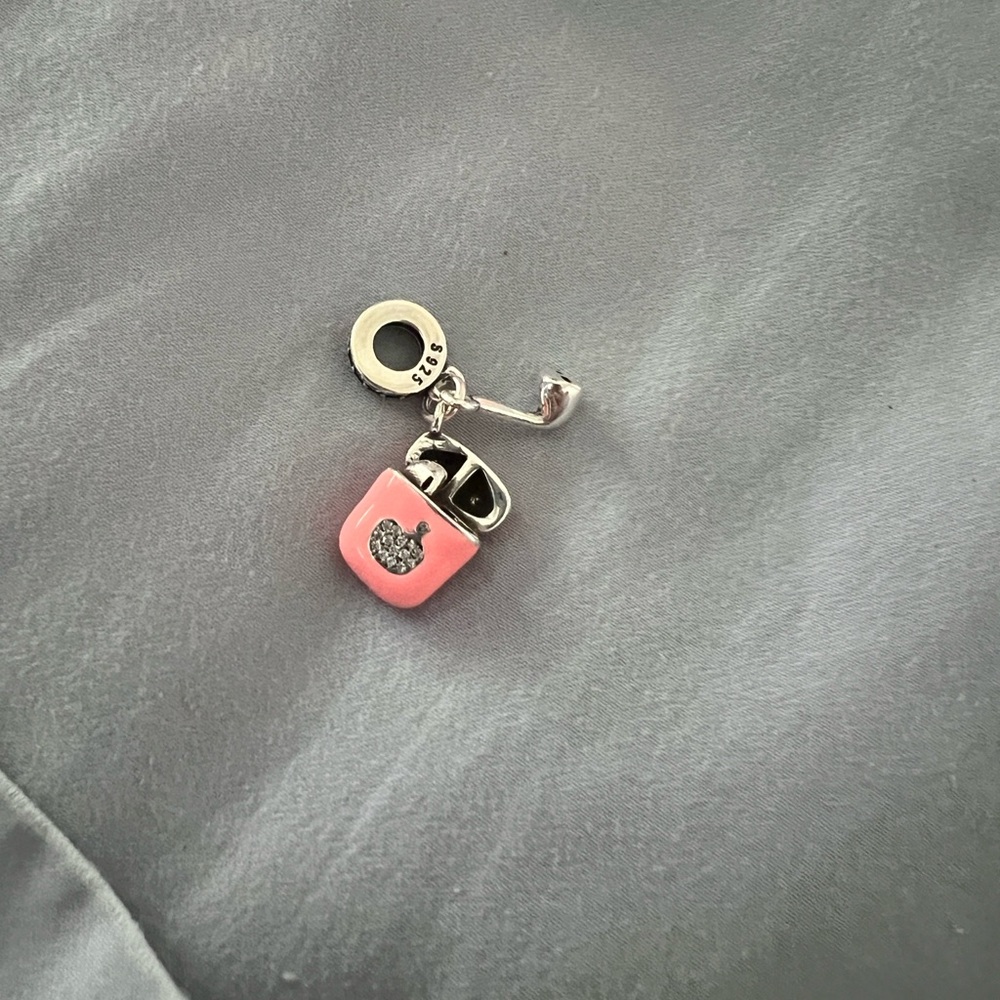Silver & Pink Apple AirPods Dangle Charm for Pandora Braclets - Picture 4 of 6